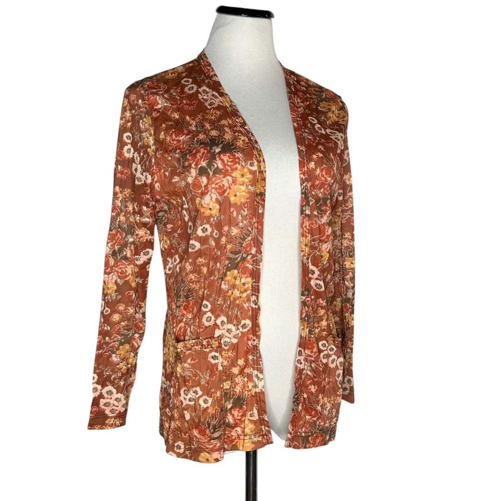Vintage 60s Elaine Sklar Lingerie Company Floral Print Bedtime Cardigan, Medium